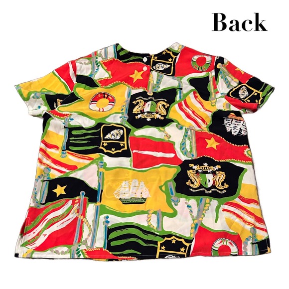 Vintage Nautical Ship Seashell Blouse Top Short Sleeves / size 14 * - Picture 3 of 4